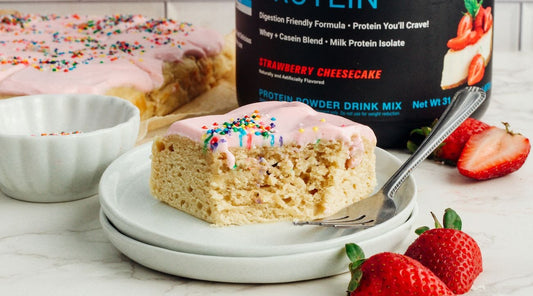 Strawberry Donut Protein Blondies