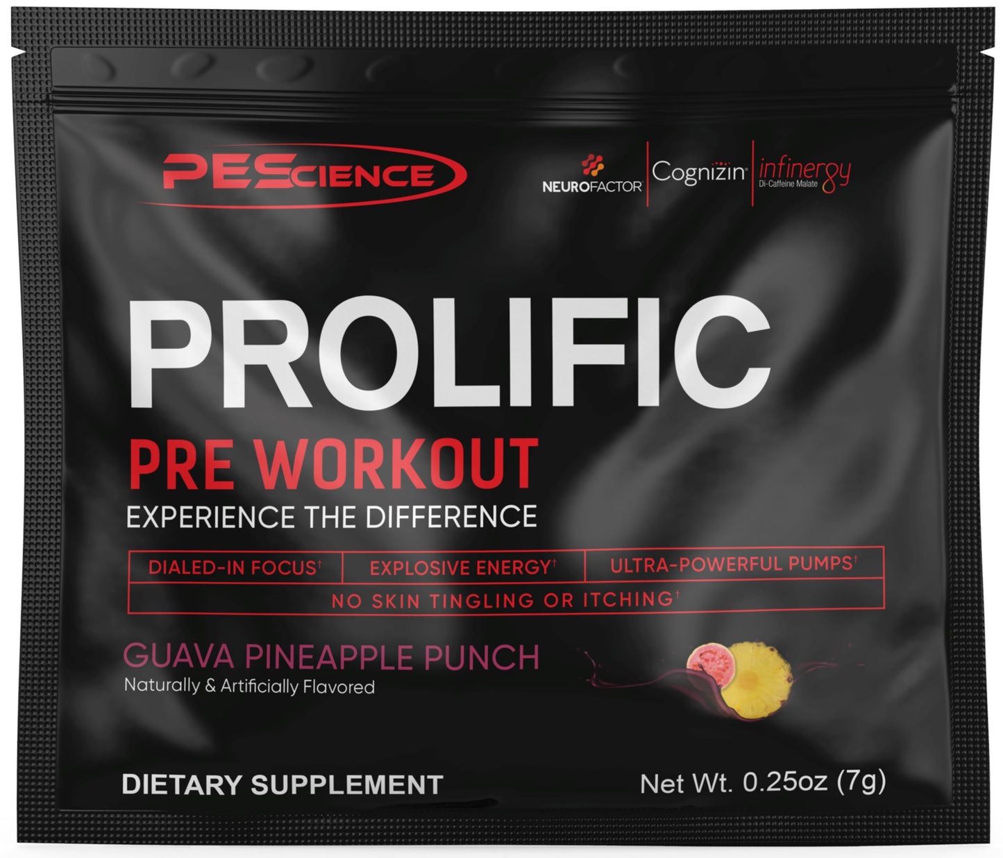 PEScience Prolific Pre-Workout Guava Pineapple Punch 1 Sample