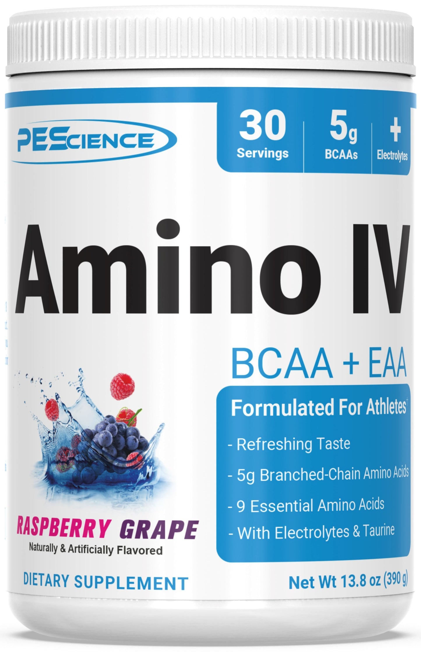 PEScience Amino IV BCAAs + EAAs Raspberry Grape 30