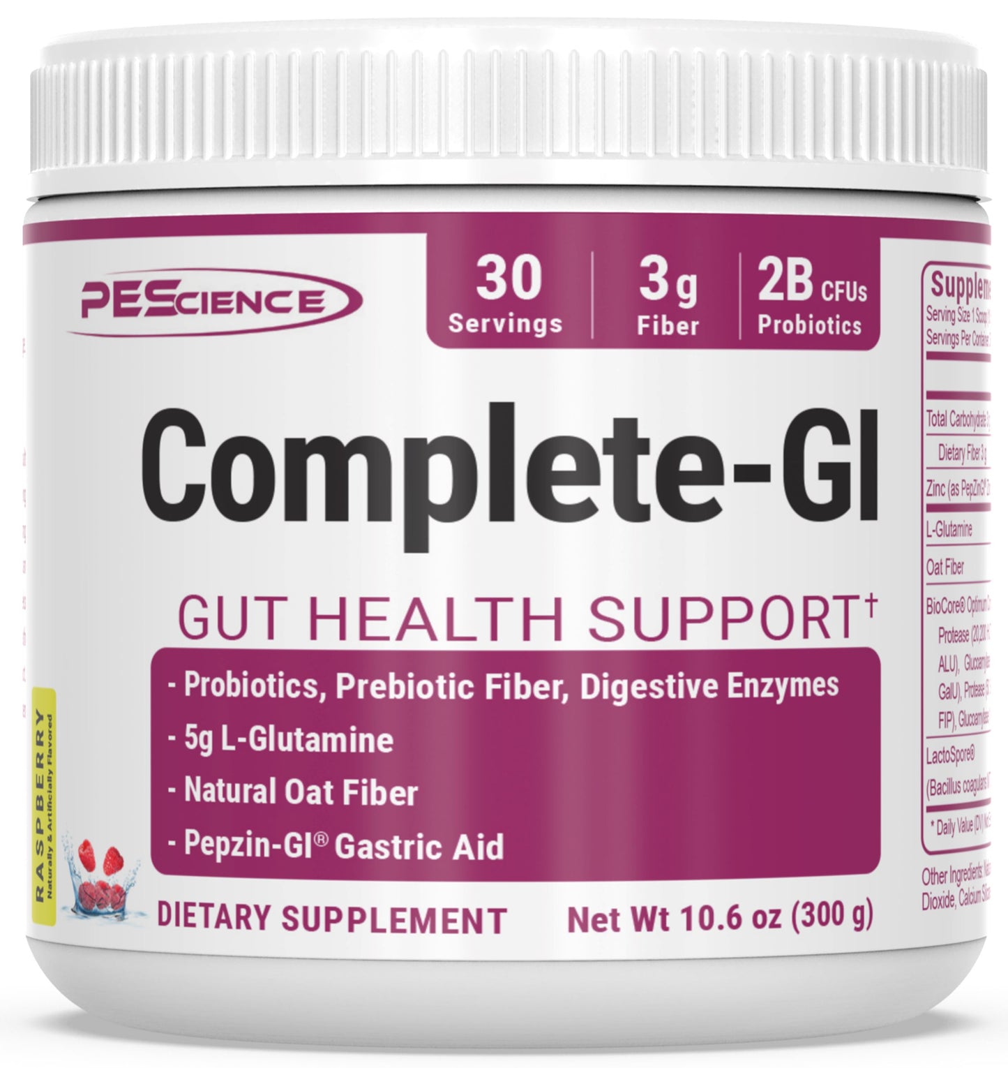 PEScience Complete-GI Gut Health Powder Raspberry 30