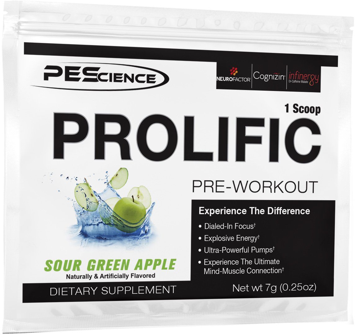 PEScience Prolific Pre-Workout Sour Green Apple 1 Sample