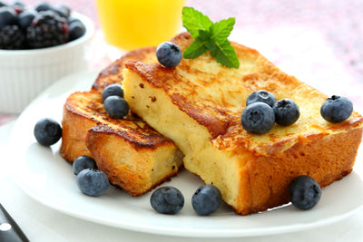 Blueberry Pancake Protein French Toast Bake