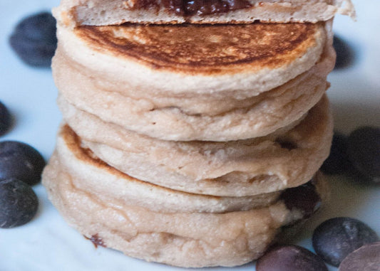 Chocolate Stuffed Protein Pancakes