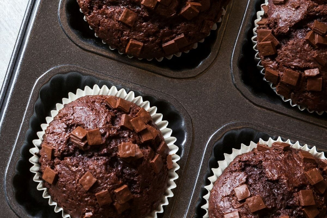 Double Chocolate Banana Protein Muffins