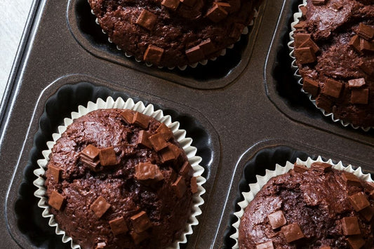 Double Chocolate Banana Protein Muffins