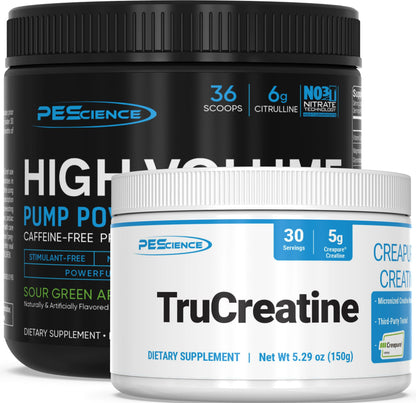 PEScience PRE + CRE Stack High Volume Sour Peach Candy TruCreatine Powder