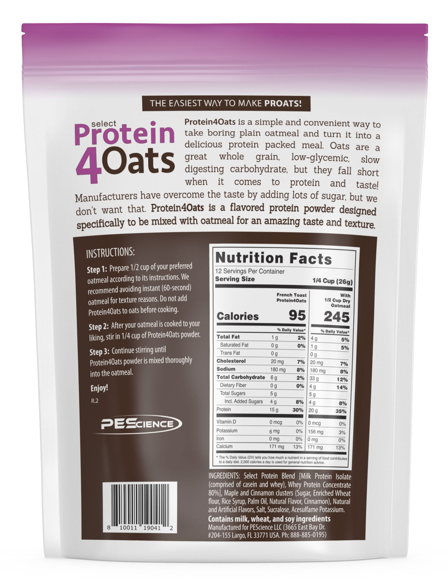 PEScience Protein4Oats Protein for Oatmeal 