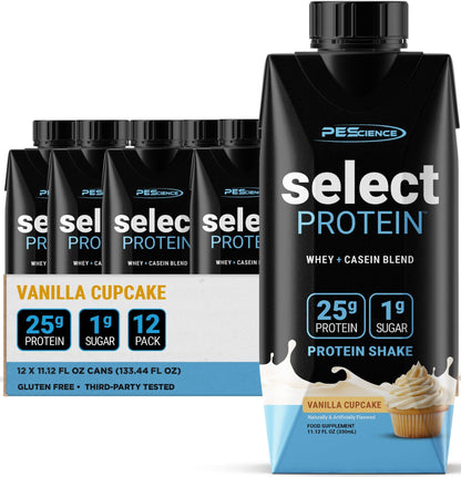 PEScience Select Protein packaging with vanilla cupcake flavor on a white background