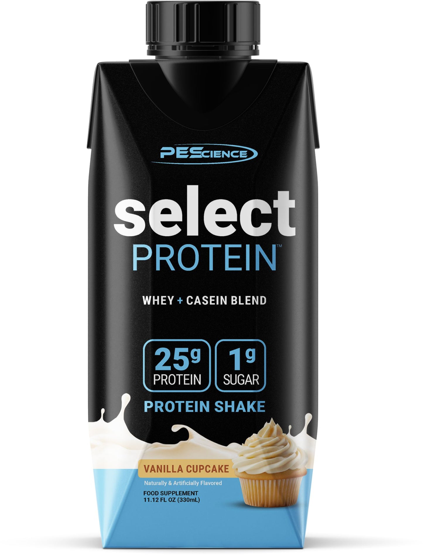 PEScience Select Protein Vanilla Cupcake flavor packaging on a white background