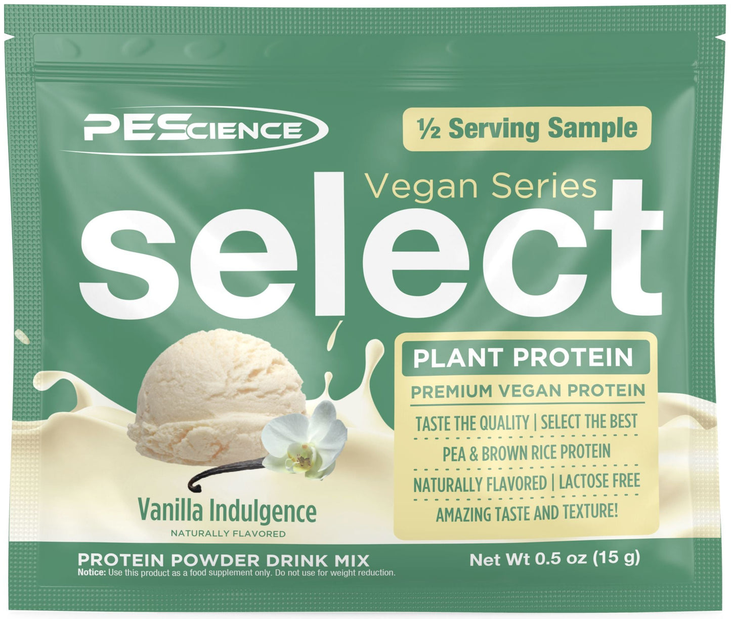 PEScience Vegan Series Select Plant Protein package on a white background